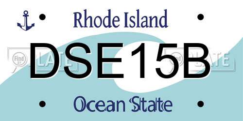 DSE15B Rhode Island License Plate
