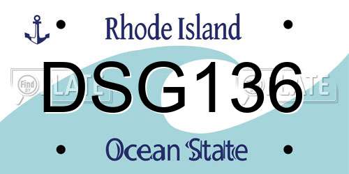 DSG136 Rhode Island License Plate