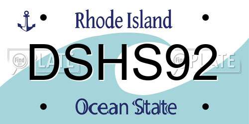 DSHS92 Rhode Island License Plate