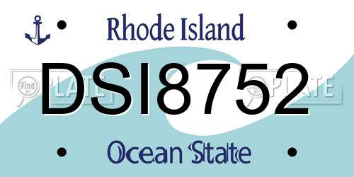 DSI8752 Rhode Island License Plate