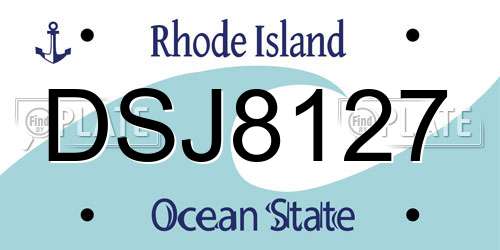 DSJ8127 Rhode Island License Plate