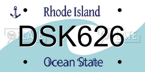 DSK626 Rhode Island License Plate