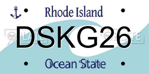 DSKG26 Rhode Island License Plate