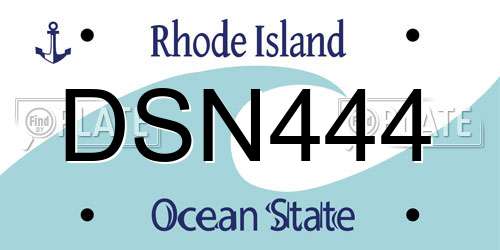 DSN444 Rhode Island License Plate