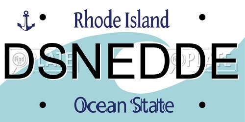 DSNEDDE Rhode Island License Plate