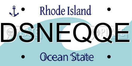 DSNEQQE Rhode Island License Plate