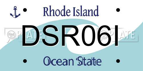 DSR06I Rhode Island License Plate