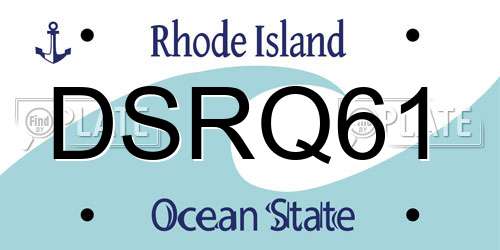 DSRQ61 Rhode Island License Plate