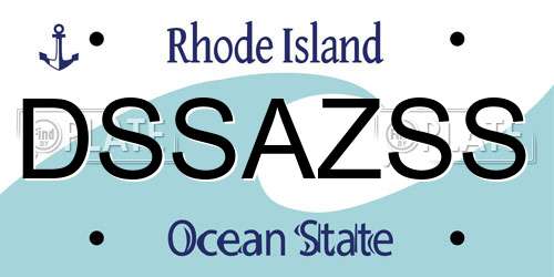 DSSAZSS Rhode Island License Plate