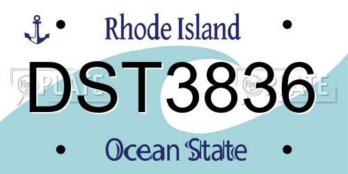 DST3836 Rhode Island License Plate