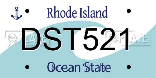 DST521 Rhode Island License Plate