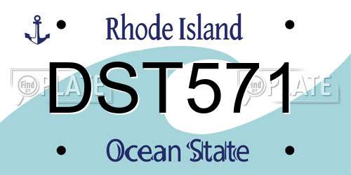DST571 Rhode Island License Plate