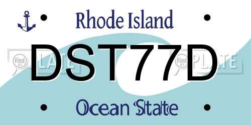 DST77D Rhode Island License Plate
