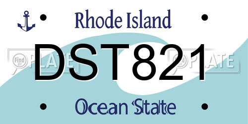 DST821 Rhode Island License Plate