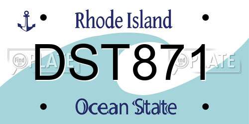 DST871 Rhode Island License Plate