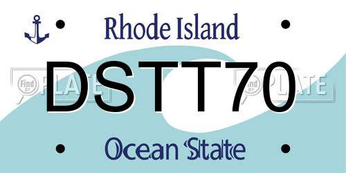 DSTT70 Rhode Island License Plate