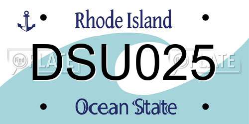 DSU025 Rhode Island License Plate