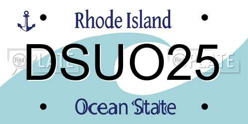 DSUO25 Rhode Island License Plate