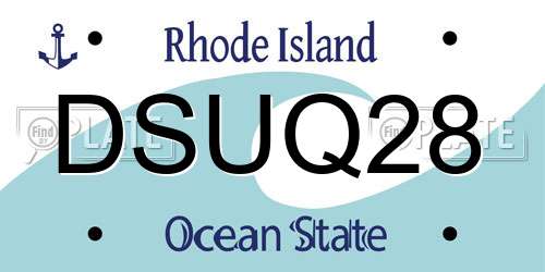 DSUQ28 Rhode Island License Plate