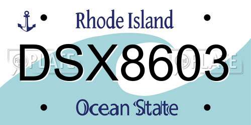 DSX8603 Rhode Island License Plate