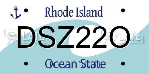 DSZ22O Rhode Island License Plate