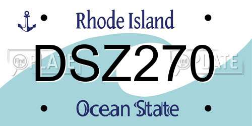 DSZ270 Rhode Island License Plate