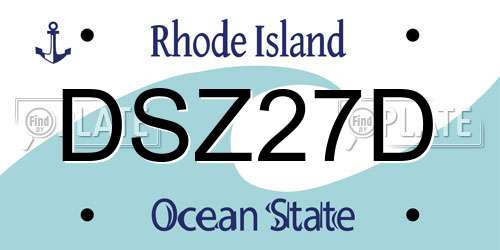 DSZ27D Rhode Island License Plate