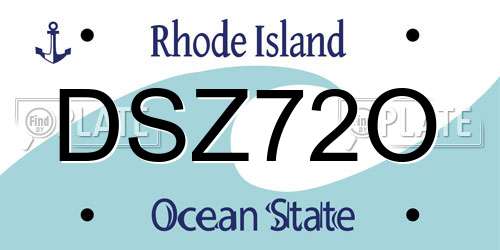 DSZ72O Rhode Island License Plate