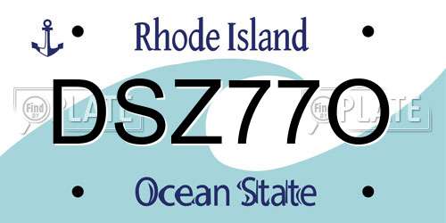 DSZ77O Rhode Island License Plate