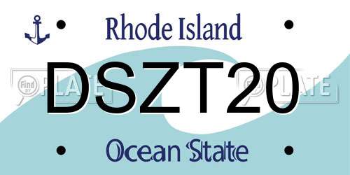 DSZT20 Rhode Island License Plate