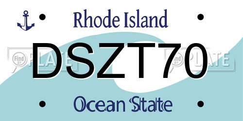 DSZT70 Rhode Island License Plate