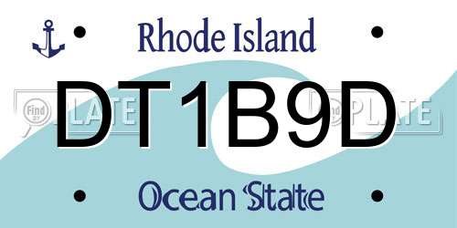 DT1B9D Rhode Island License Plate