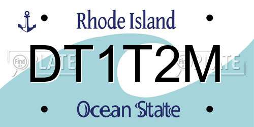 DT1T2M Rhode Island License Plate