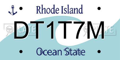 DT1T7M Rhode Island License Plate