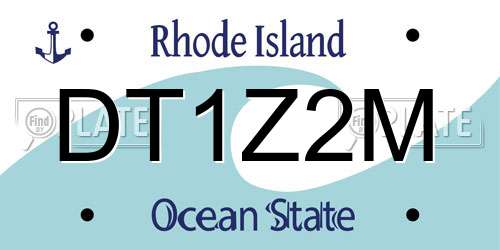DT1Z2M Rhode Island License Plate