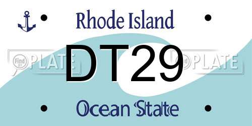 DT29 Rhode Island License Plate