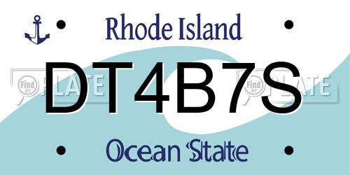 DT4B7S Rhode Island License Plate