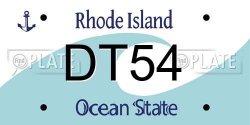 DT54 Rhode Island License Plate