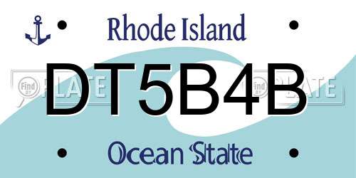 DT5B4B Rhode Island License Plate
