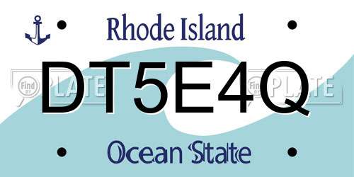 DT5E4Q Rhode Island License Plate