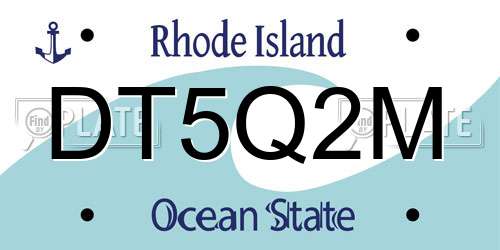 DT5Q2M Rhode Island License Plate