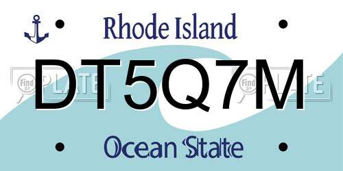 DT5Q7M Rhode Island License Plate