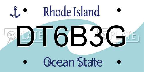 DT6B3G Rhode Island License Plate