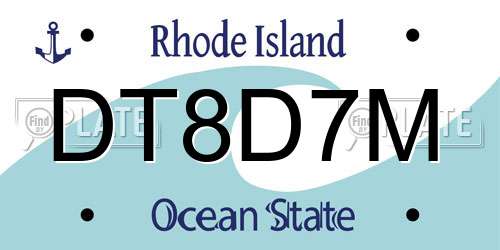 DT8D7M Rhode Island License Plate
