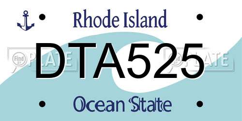 DTA525 Rhode Island License Plate