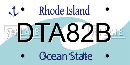 DTA82B Rhode Island License Plate