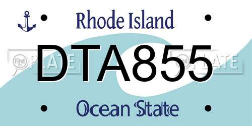 DTA855 Rhode Island License Plate