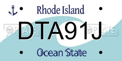 DTA91J Rhode Island License Plate