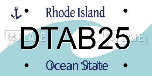 DTAB25 Rhode Island License Plate