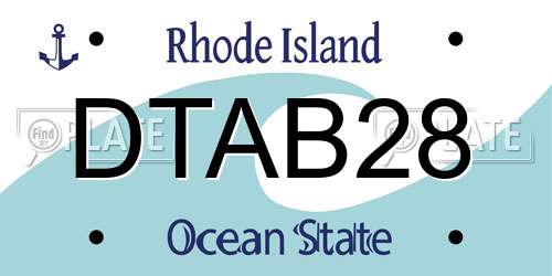 DTAB28 Rhode Island License Plate